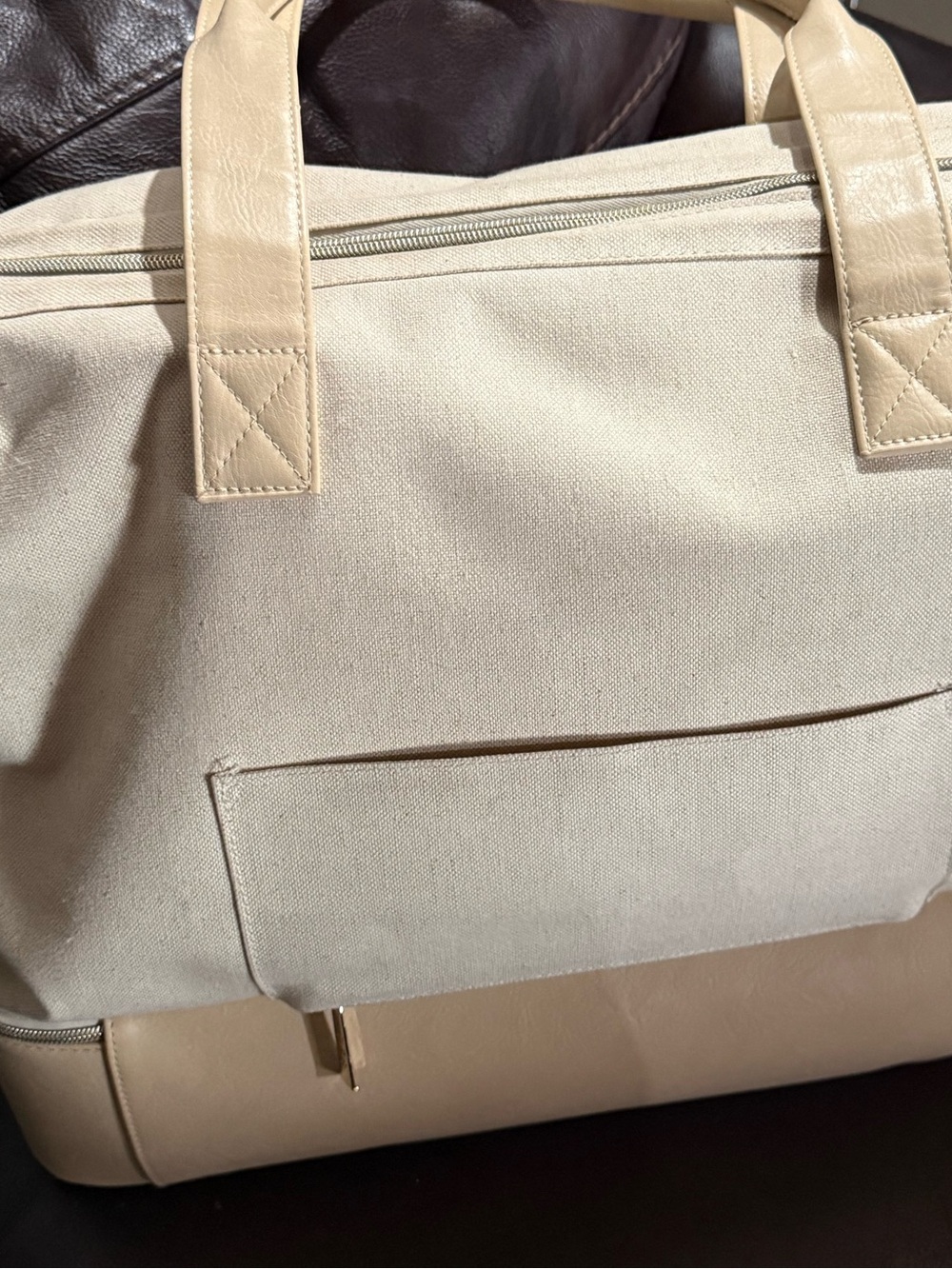 BEIS Cream Canvas Weekender Bag - Picture 2 of 3